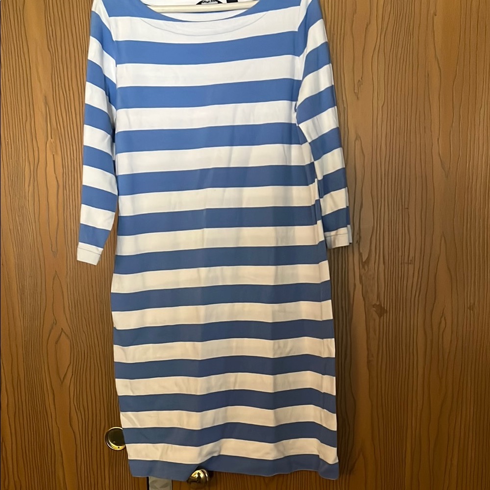 Blue and White Striped Dress